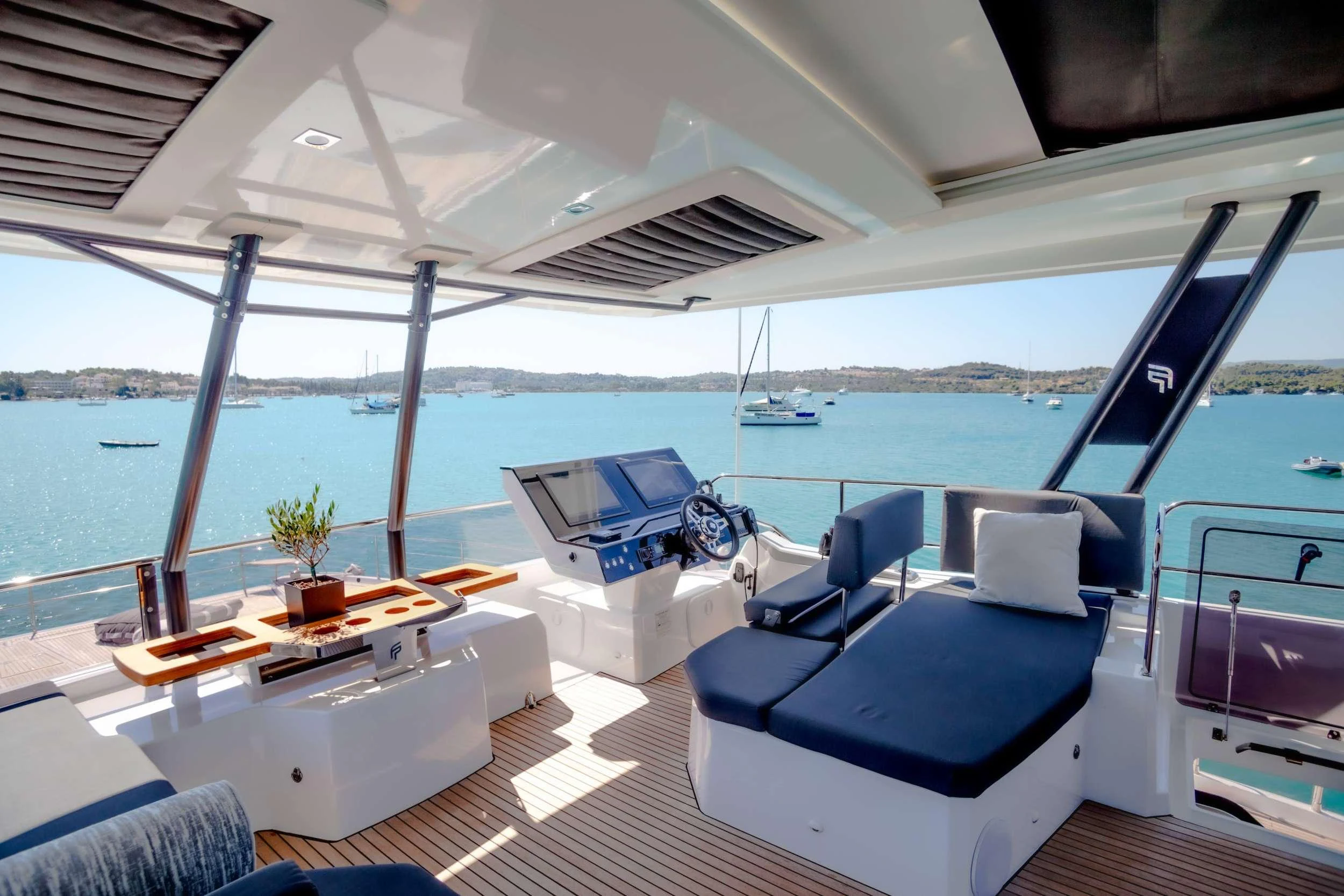 a boat on the water aboard CHRISTAL MIO Yacht for Charter