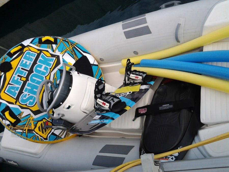 a helmet on a plane aboard FEEL THE MAGIC Yacht for Charter