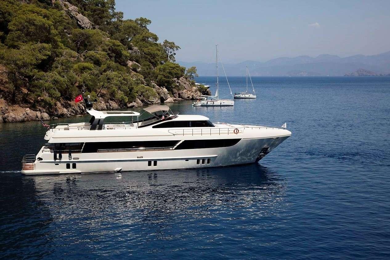 a white yacht in the water aboard ARCHSEA Yacht for Charter