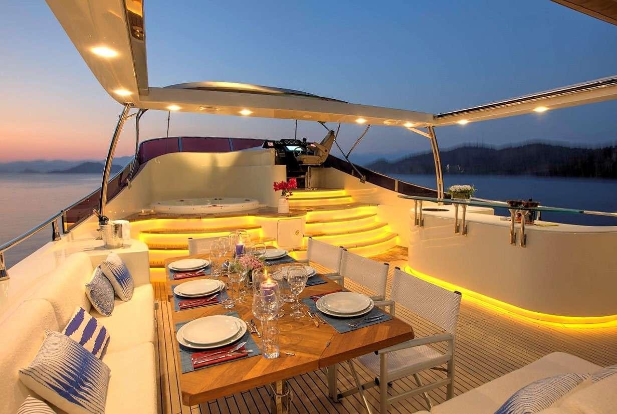 a table on a boat aboard ARCHSEA Yacht for Charter