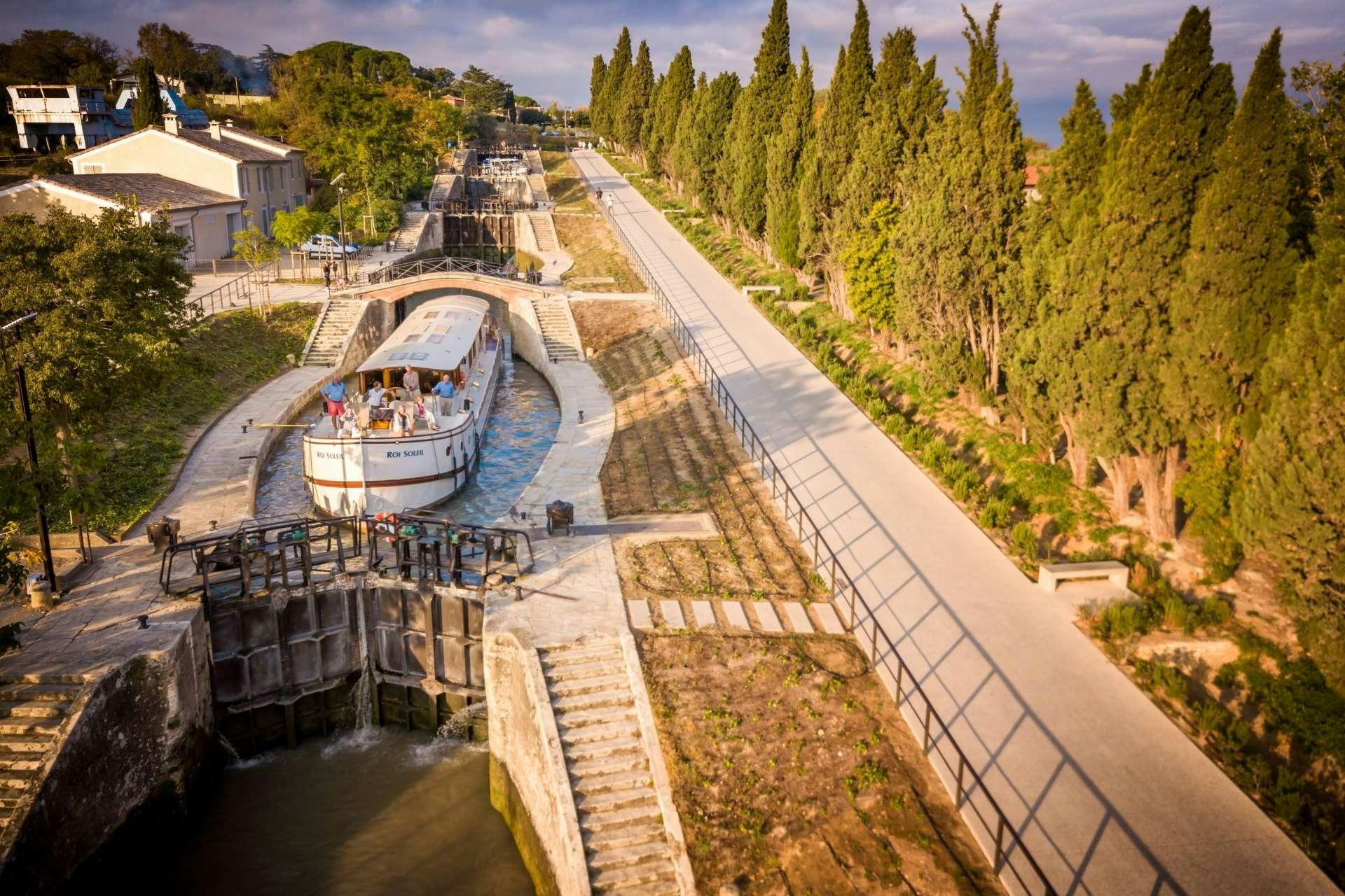 a boat on a river aboard ROI SOLEIL Yacht for Charter
