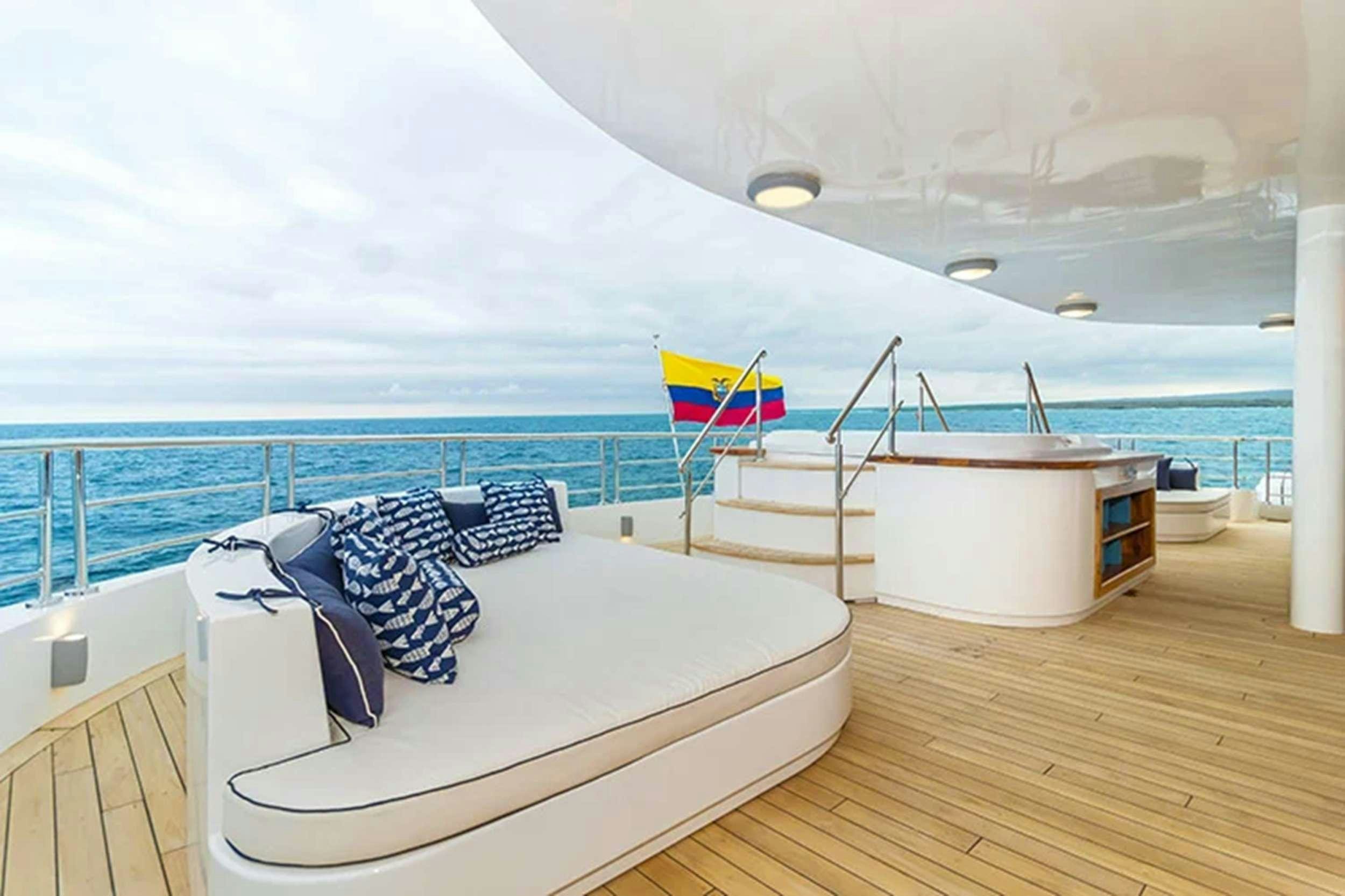 a boat on a deck aboard CORMORANT II Yacht for Charter