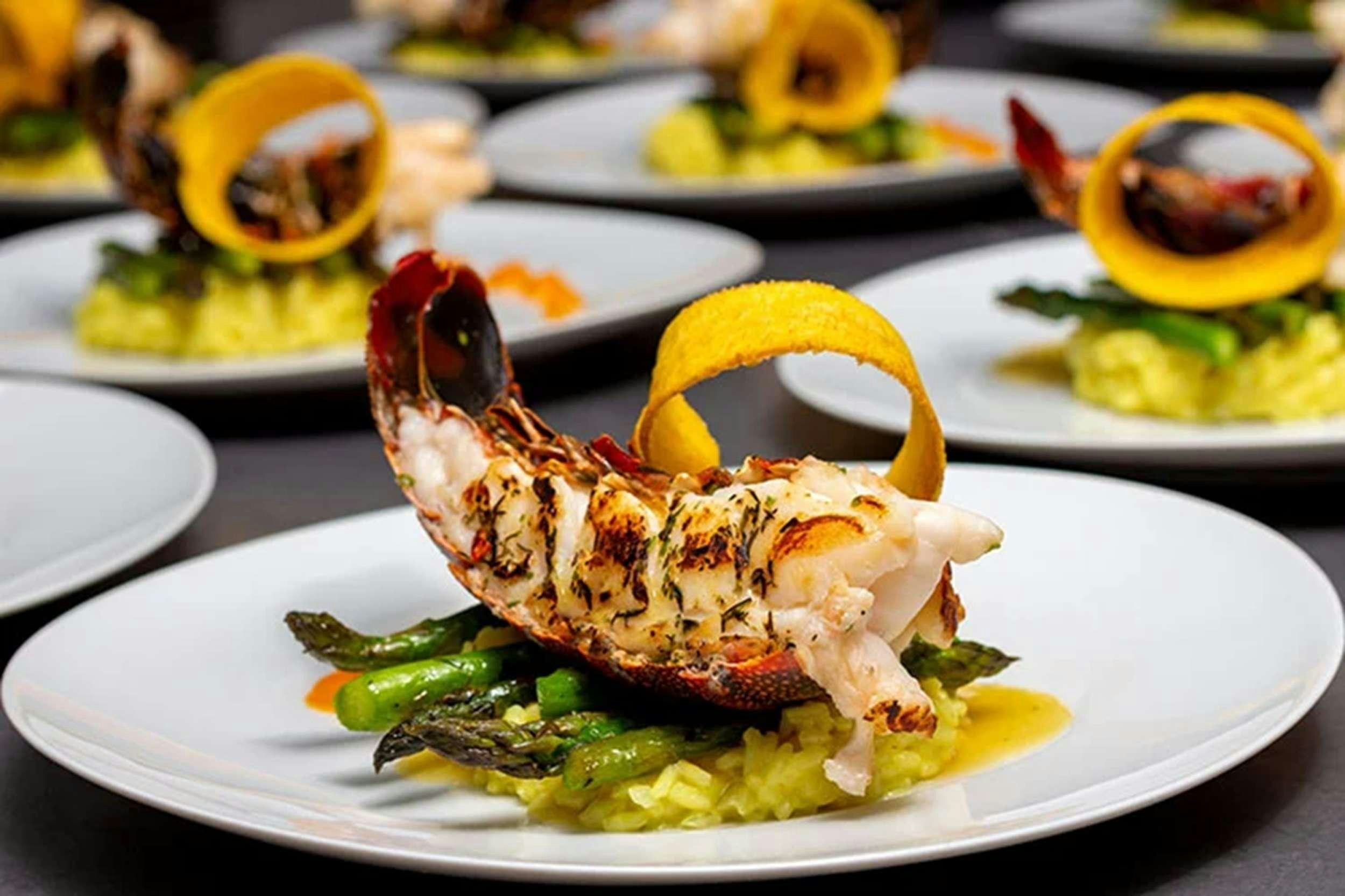 a plate of food aboard CORMORANT II Yacht for Charter