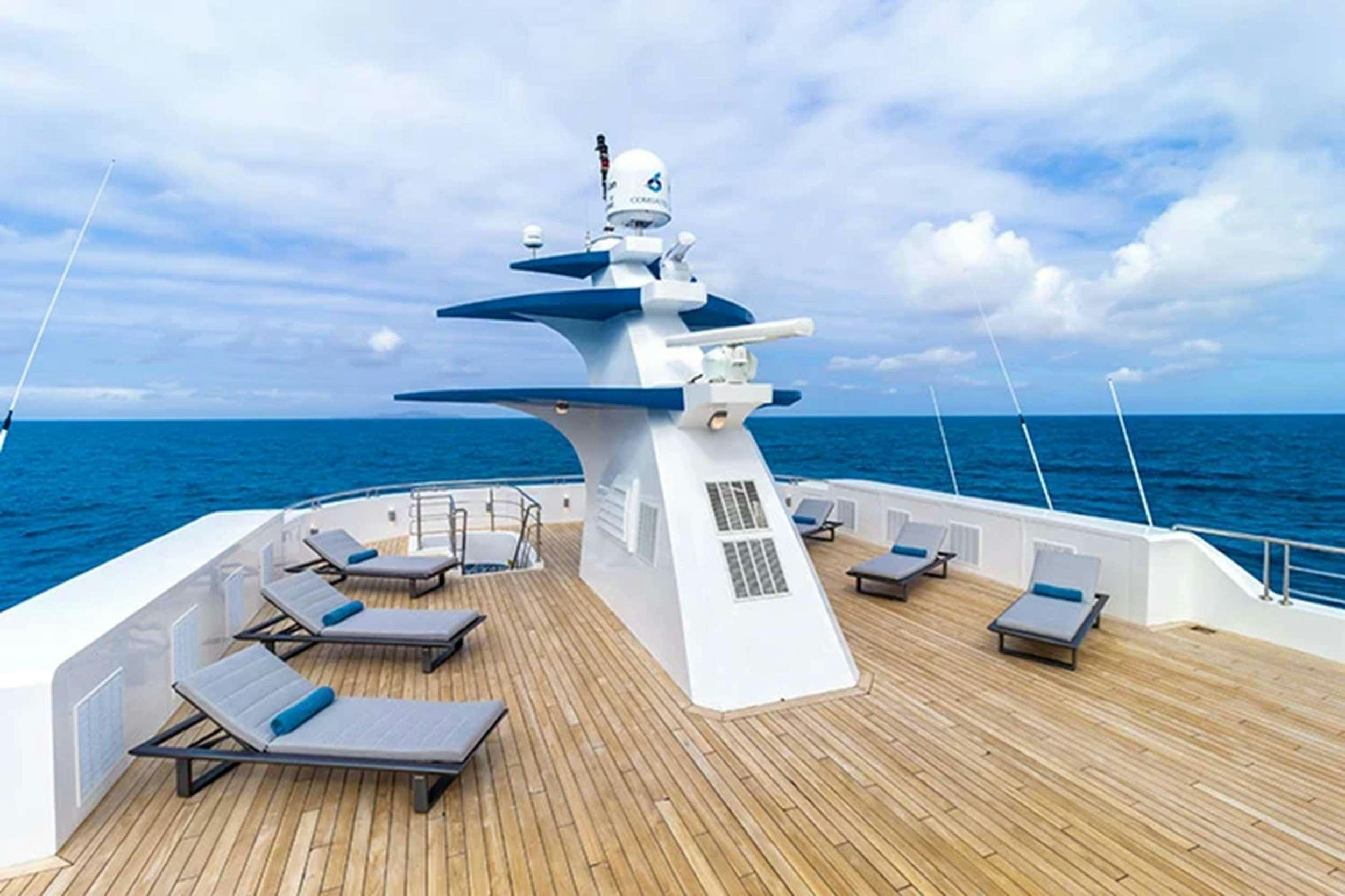 a boat on a deck aboard CORMORANT II Yacht for Charter