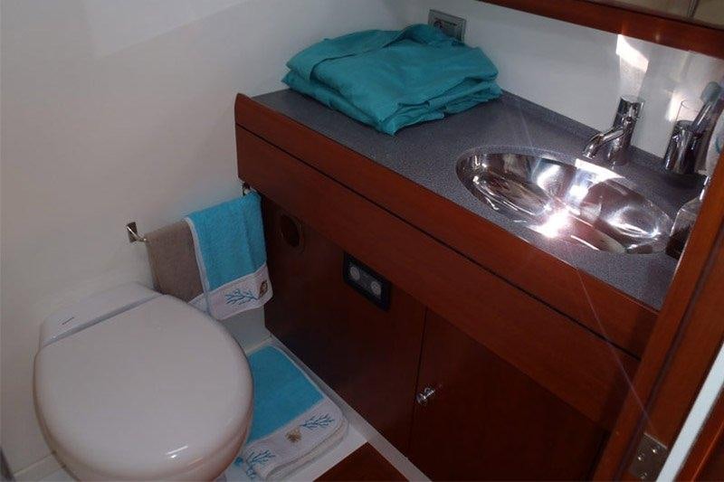 a bathroom with a sink and toilet aboard TERRA DI MEZZO 3 Yacht for Charter
