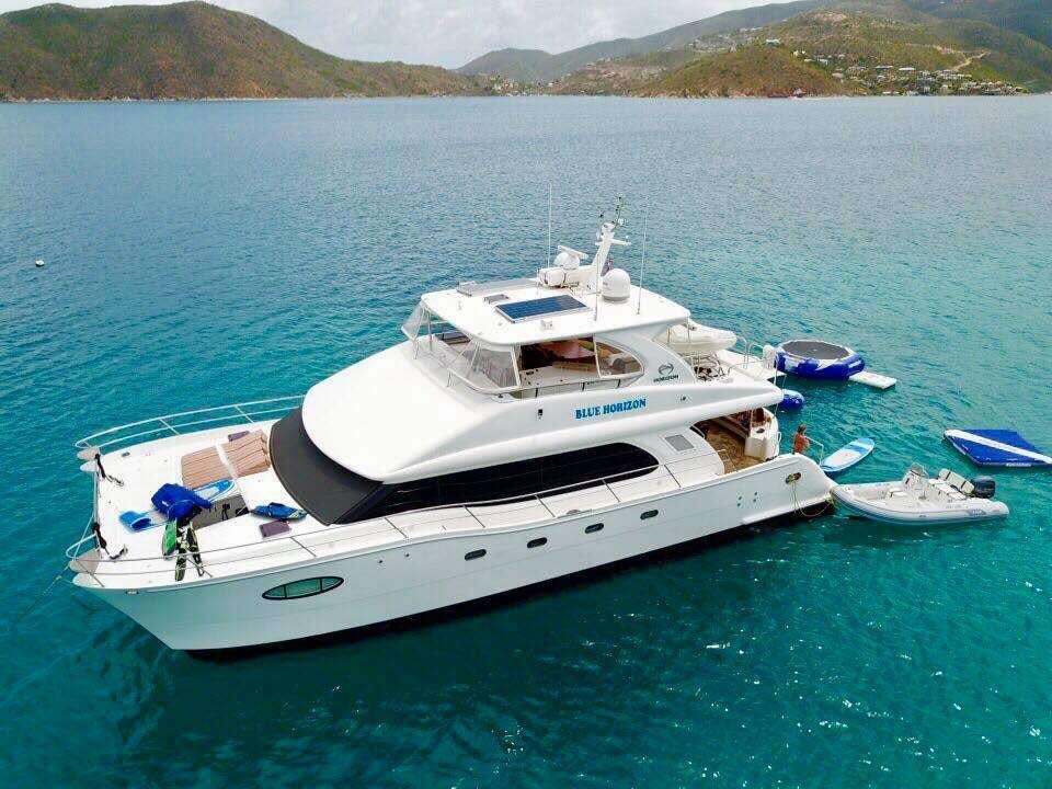 a boat on the water aboard BLUE HORIZON Yacht for Charter