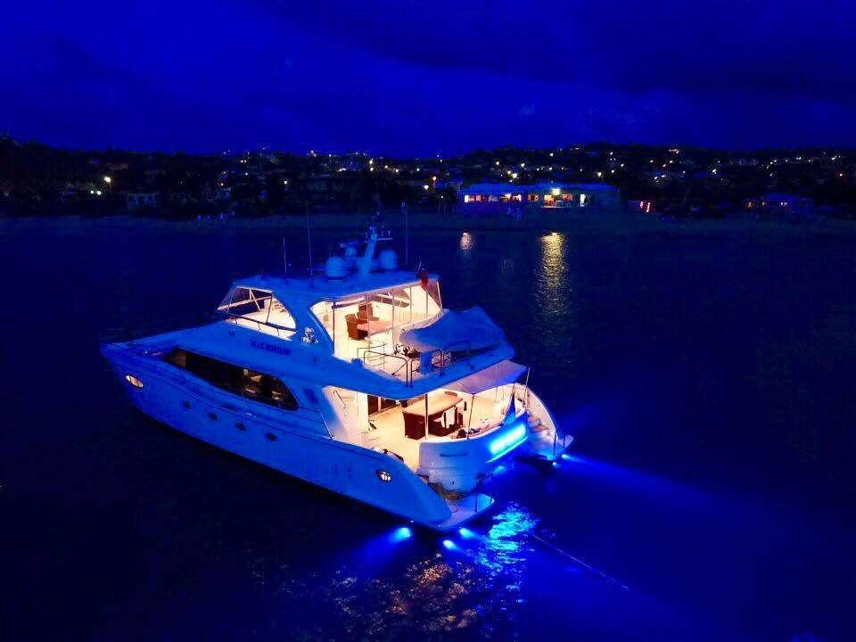 a boat in the water aboard BLUE HORIZON Yacht for Charter