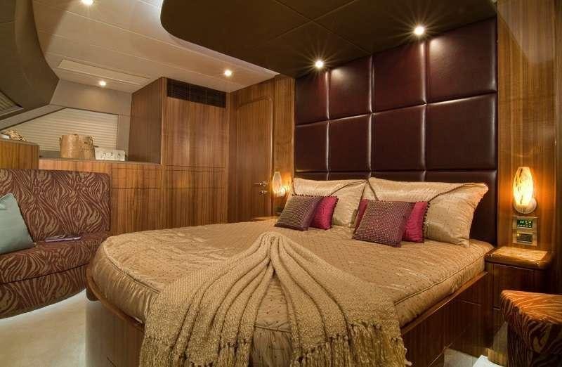 a bed in a room aboard BLUE HORIZON Yacht for Charter