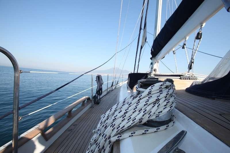 a boat with rope aboard MORGANE Yacht for Charter