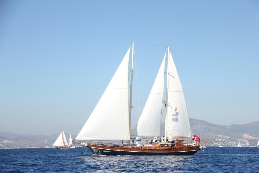 a sailboat on the water aboard ZEPHYRIA II Yacht for Charter