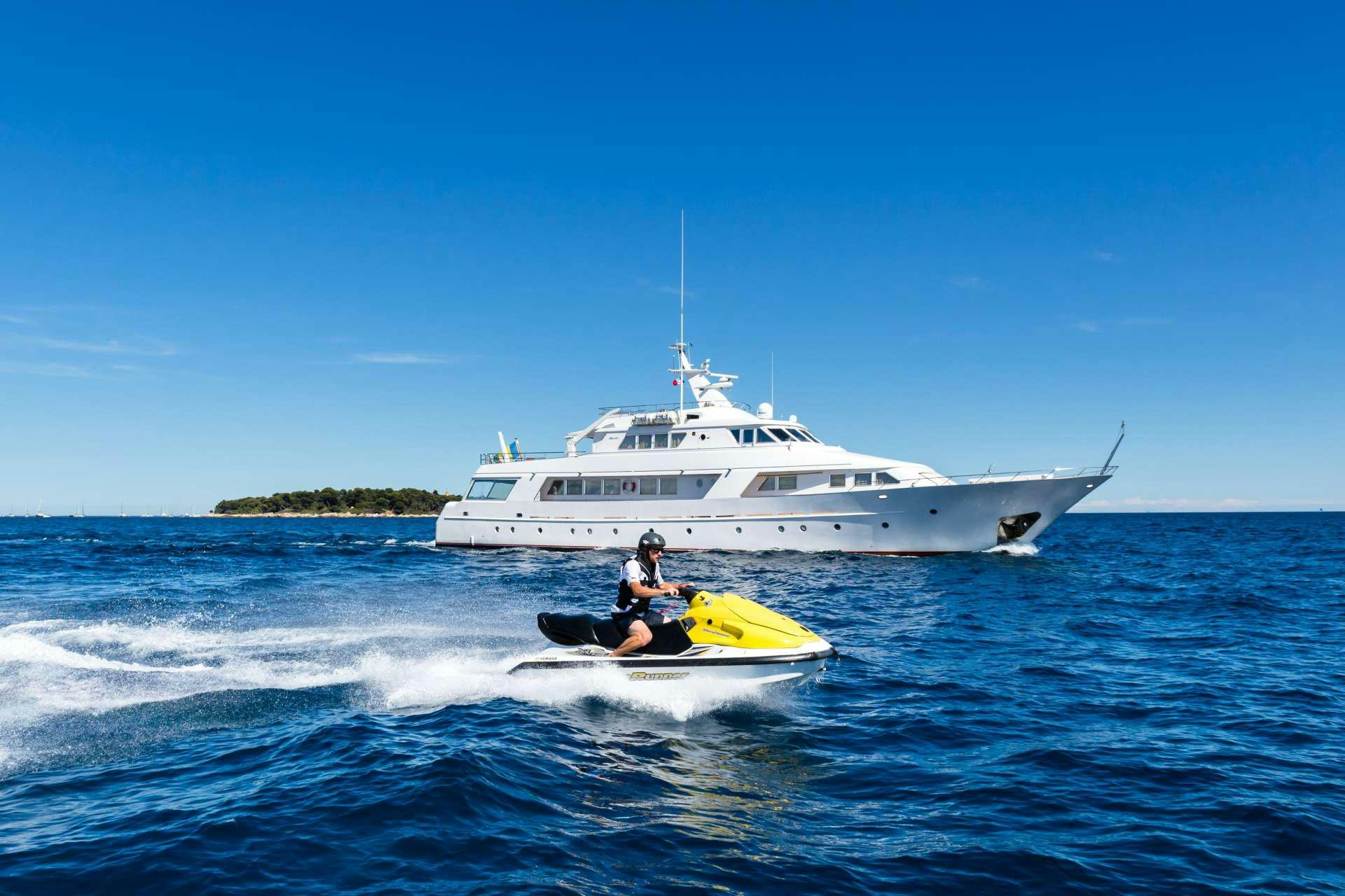 a boat on the water aboard STAR OF THE SEA Yacht for Charter