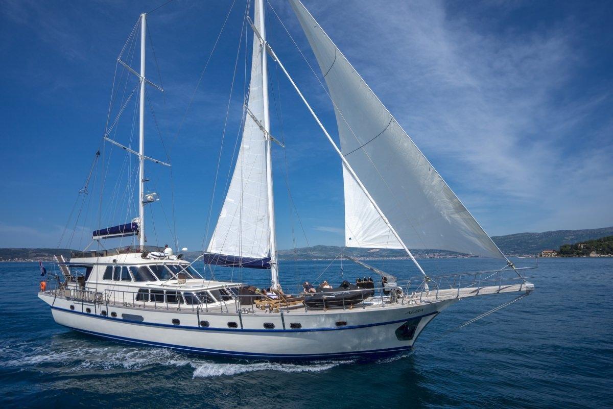 a boat on the water aboard ALBA Yacht for Charter