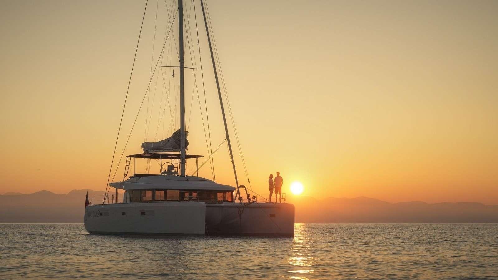 a boat on the water aboard LAGOON 52 Yacht for Charter