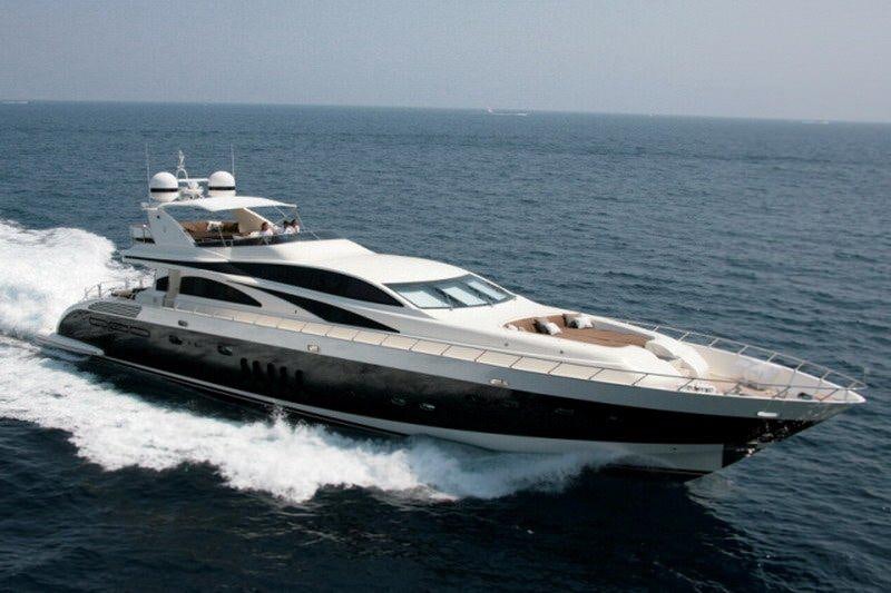a white yacht on the water aboard WHITE PEARL Yacht for Charter