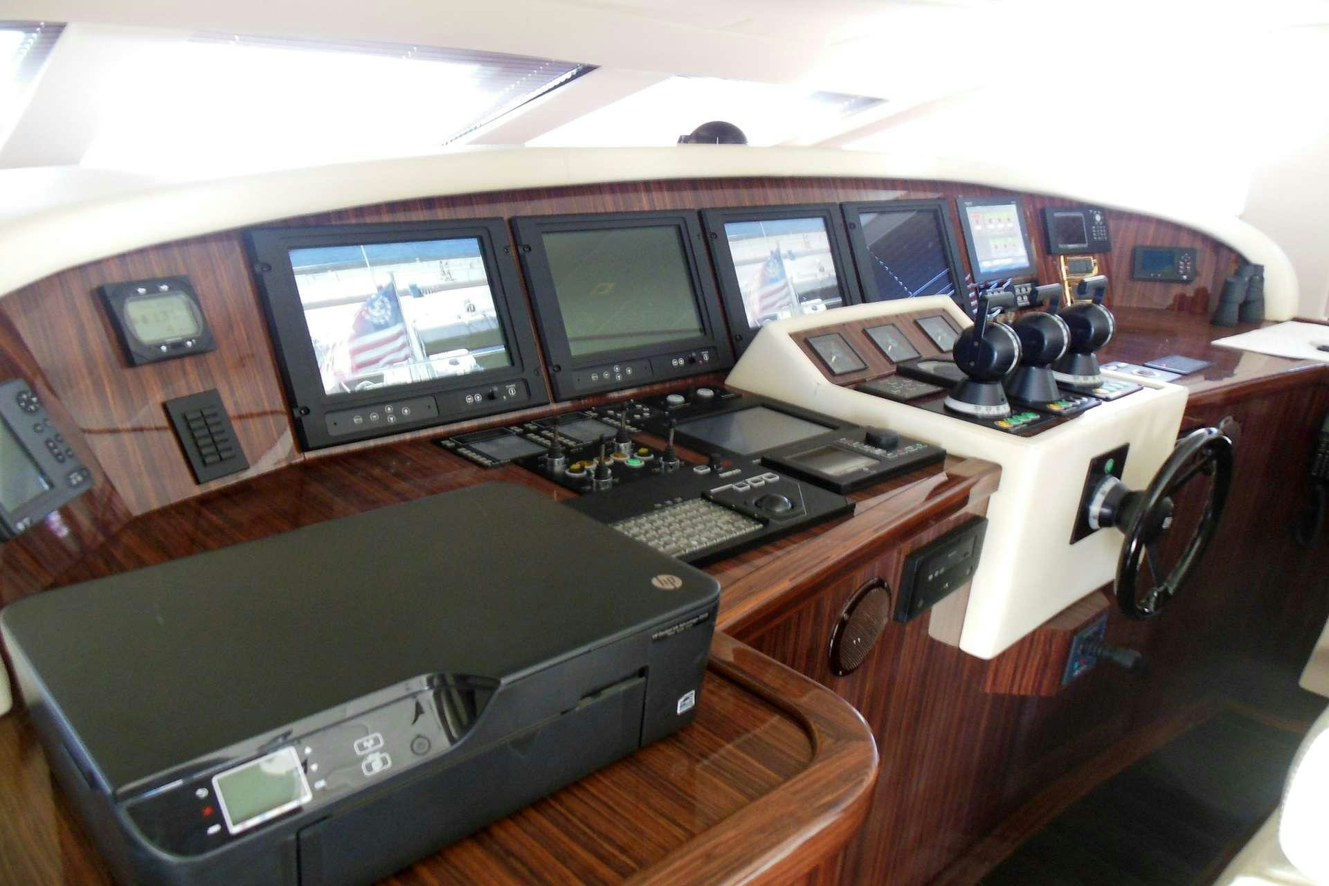 a room with computers and monitors aboard WHITE PEARL Yacht for Charter