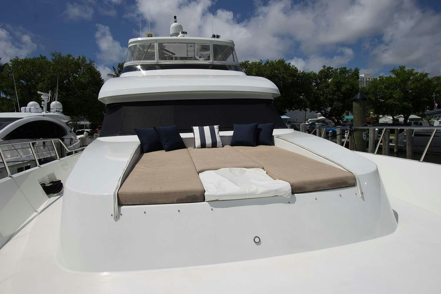 a boat with towels on it aboard JUS CHILL'N Yacht for Charter