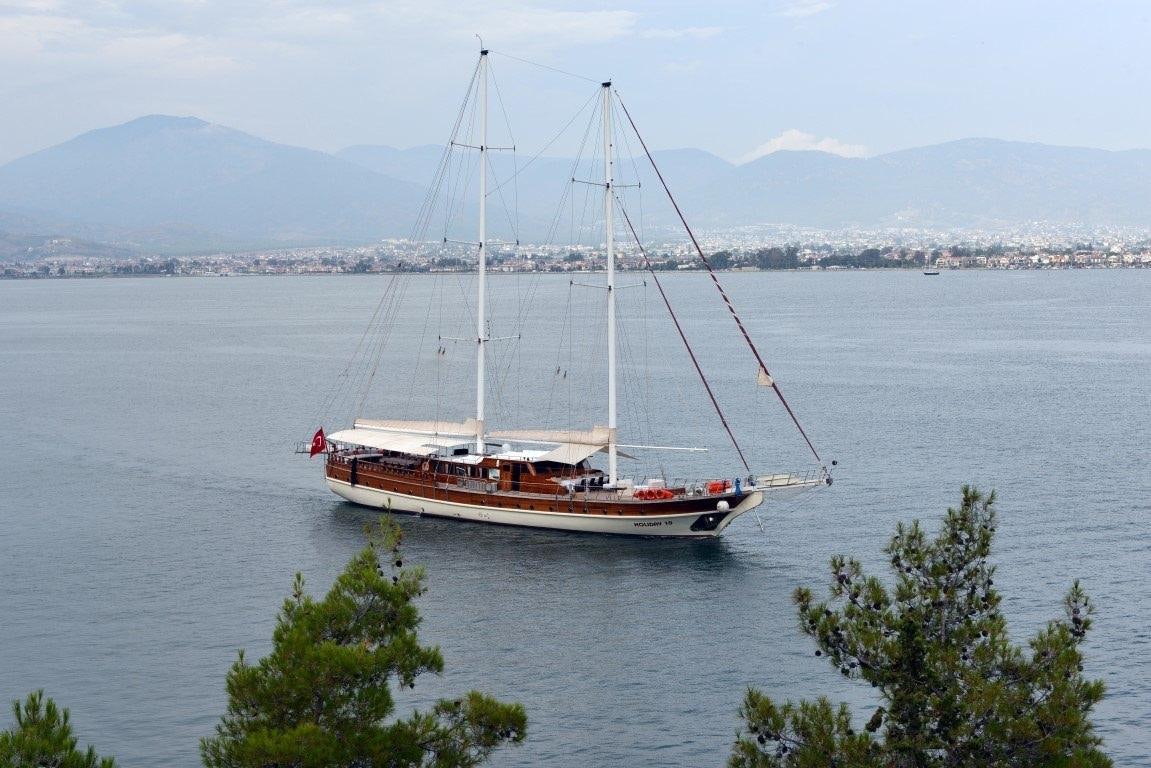 a sailboat in the water aboard HOLIDAY X Yacht for Charter