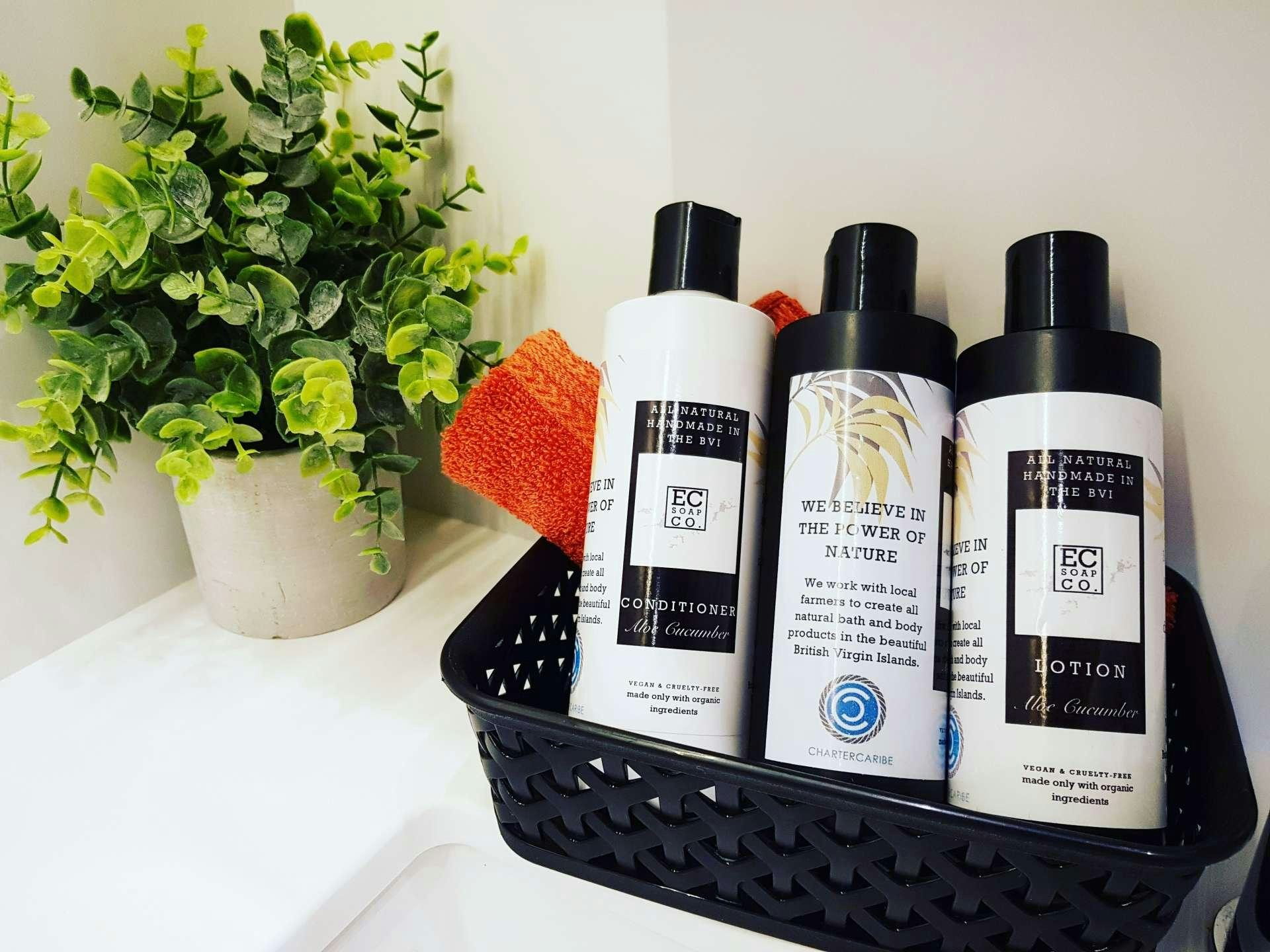 a group of bottles on a table aboard ISLAND HOPPIN' Yacht for Charter