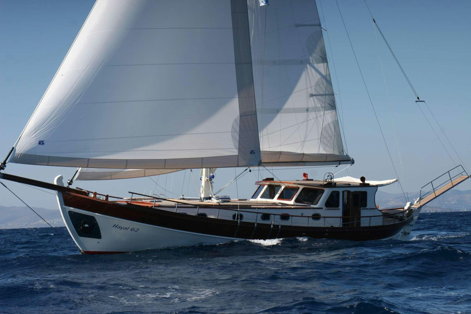 a boat on the water aboard HAYAL 62 Yacht for Charter