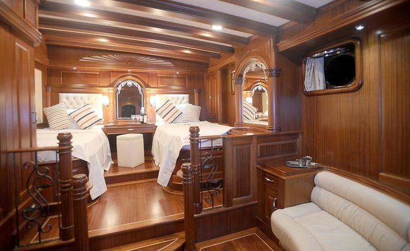 a room with bunk beds aboard MARE NOSTRUM Yacht for Charter