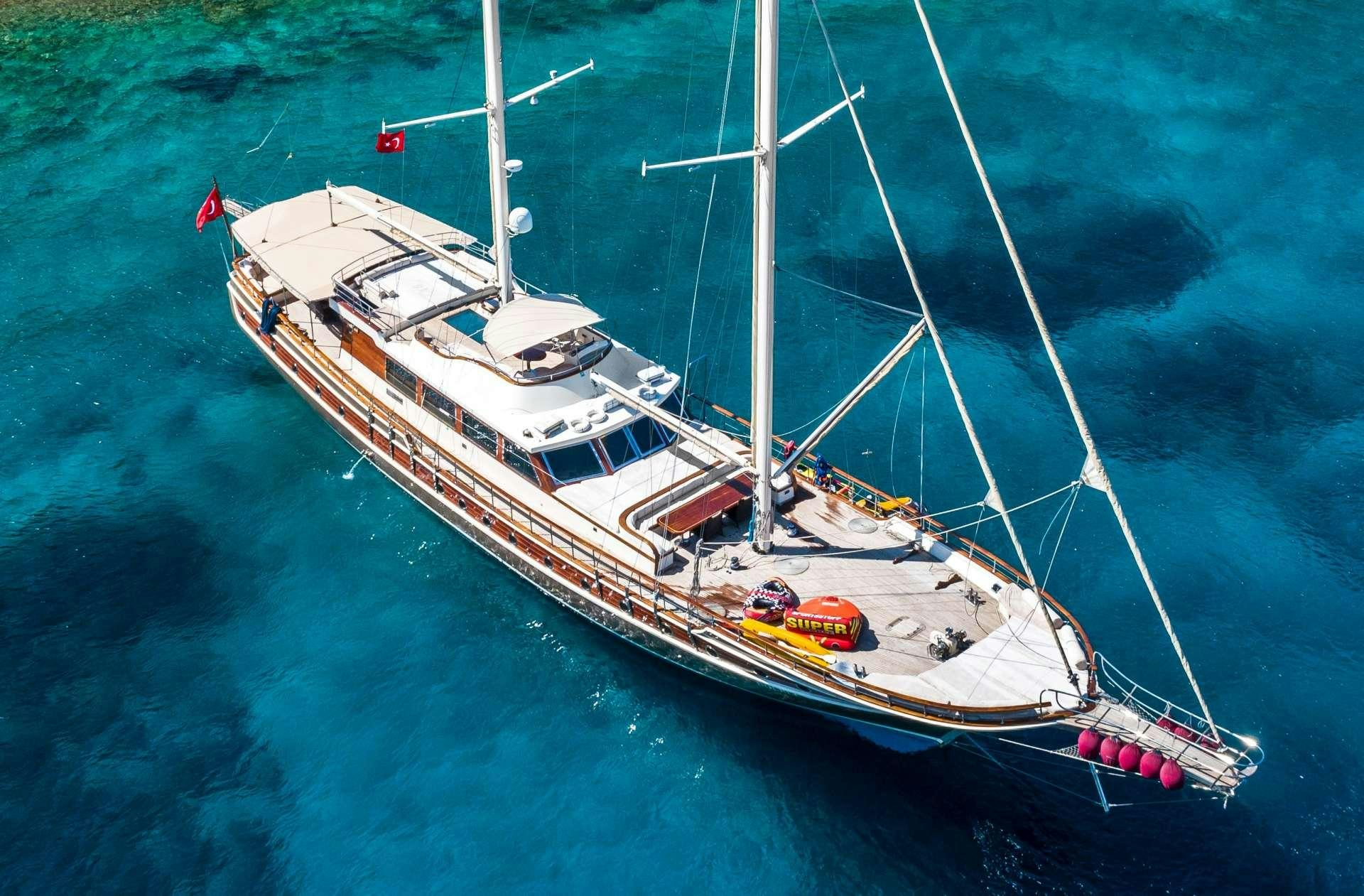 a boat in the water aboard MEIRA Yacht for Charter