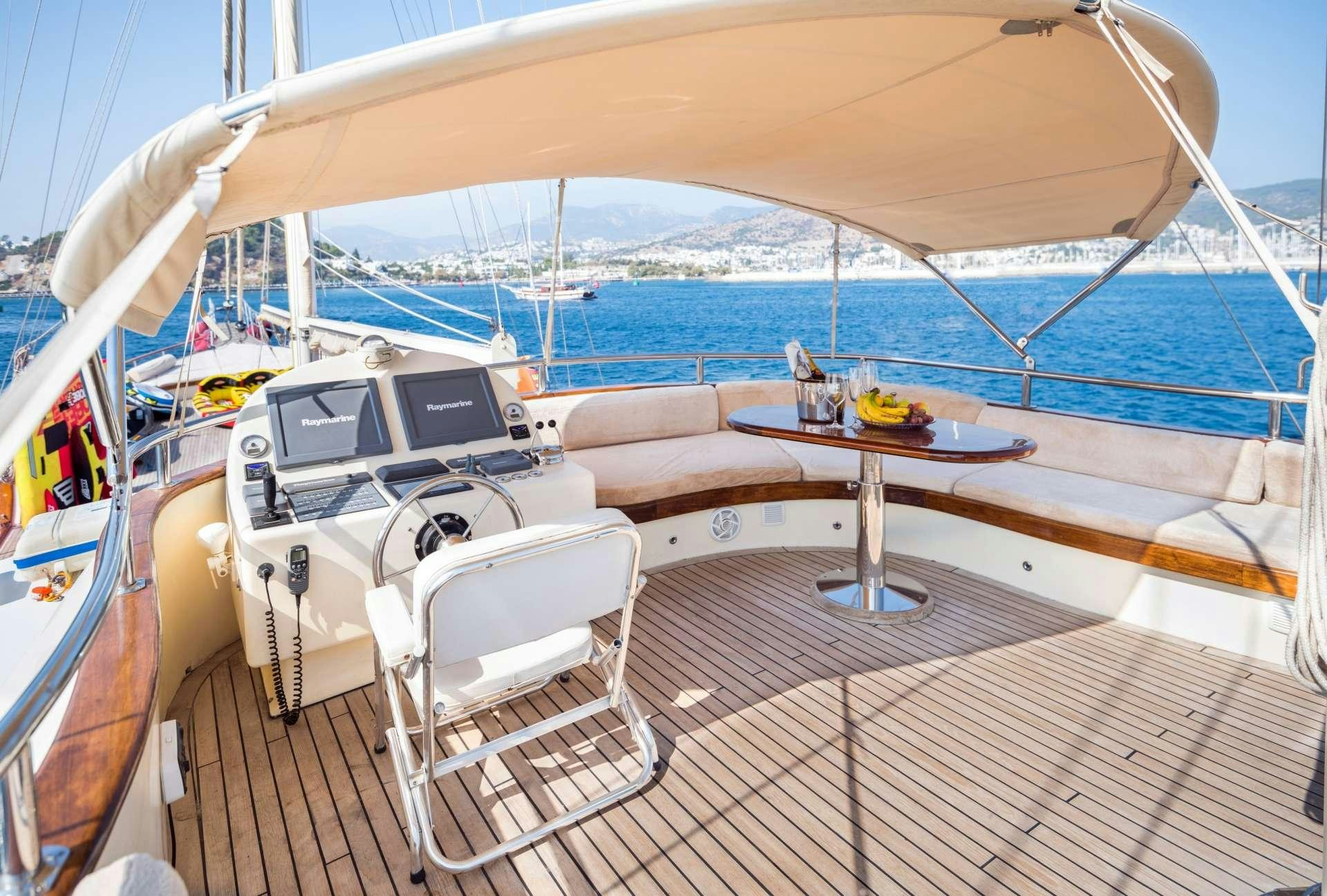 a boat on the water aboard MEIRA Yacht for Charter