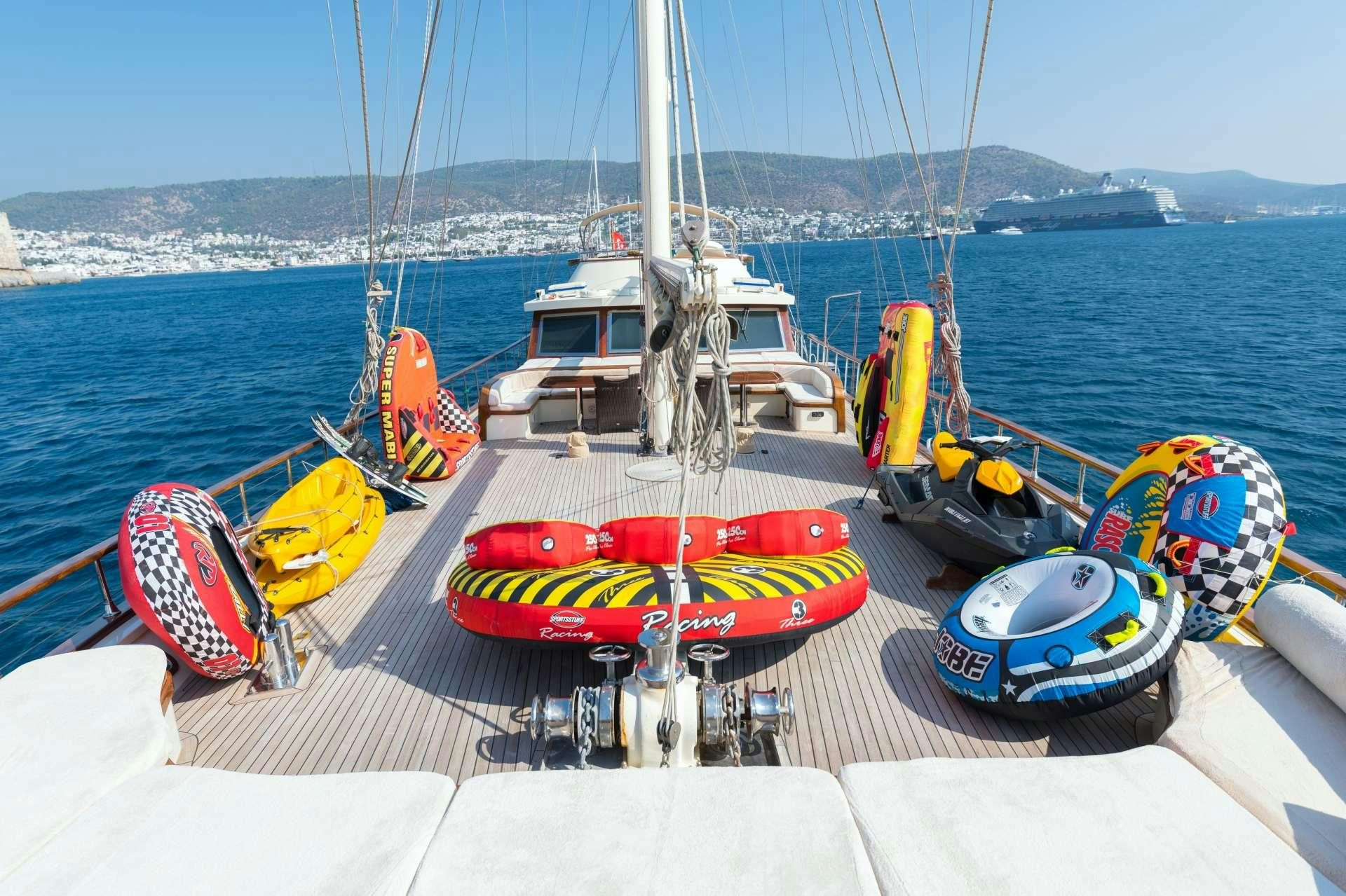 boats on a dock aboard MEIRA Yacht for Charter