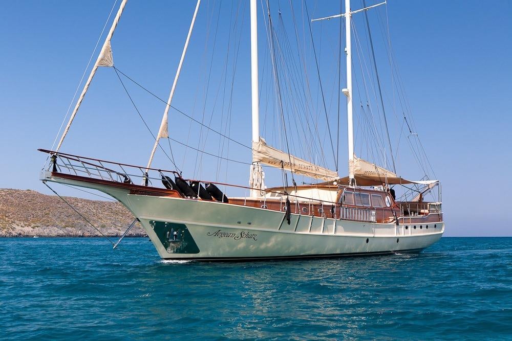 a boat on the water aboard AEGEAN SCHATZ Yacht for Charter