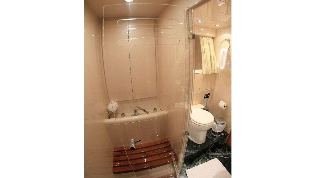 a bathroom with a standup shower aboard MINA II Yacht for Charter
