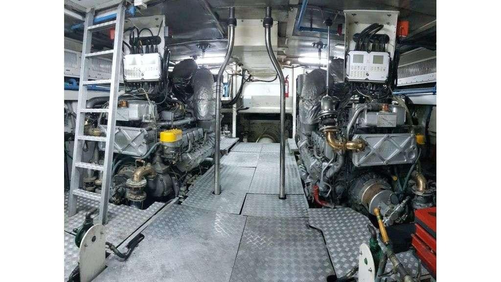 a large machine with a large metal object in it aboard MINA II Yacht for Charter