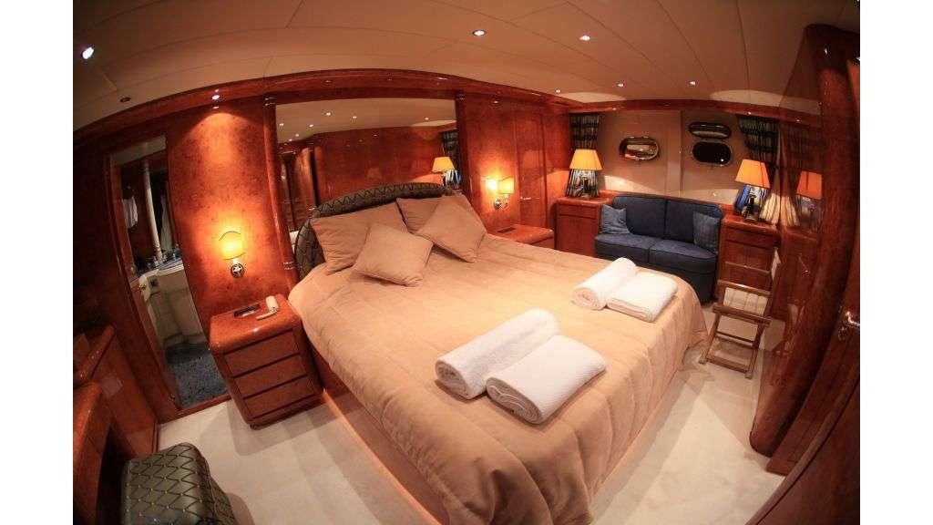 a bed in a room aboard MINA II Yacht for Charter