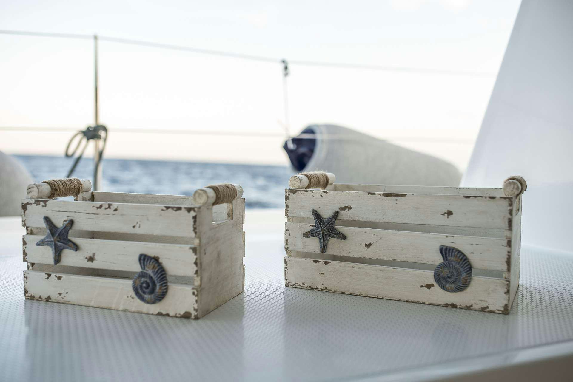 a group of metal objects aboard Sea Energy V Yacht for Charter