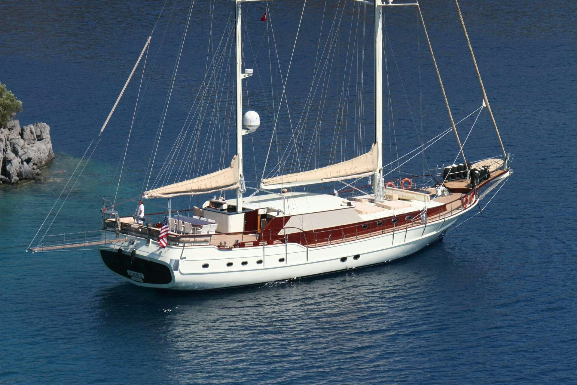 a boat on the water aboard MEIN SCHATZ Yacht for Charter