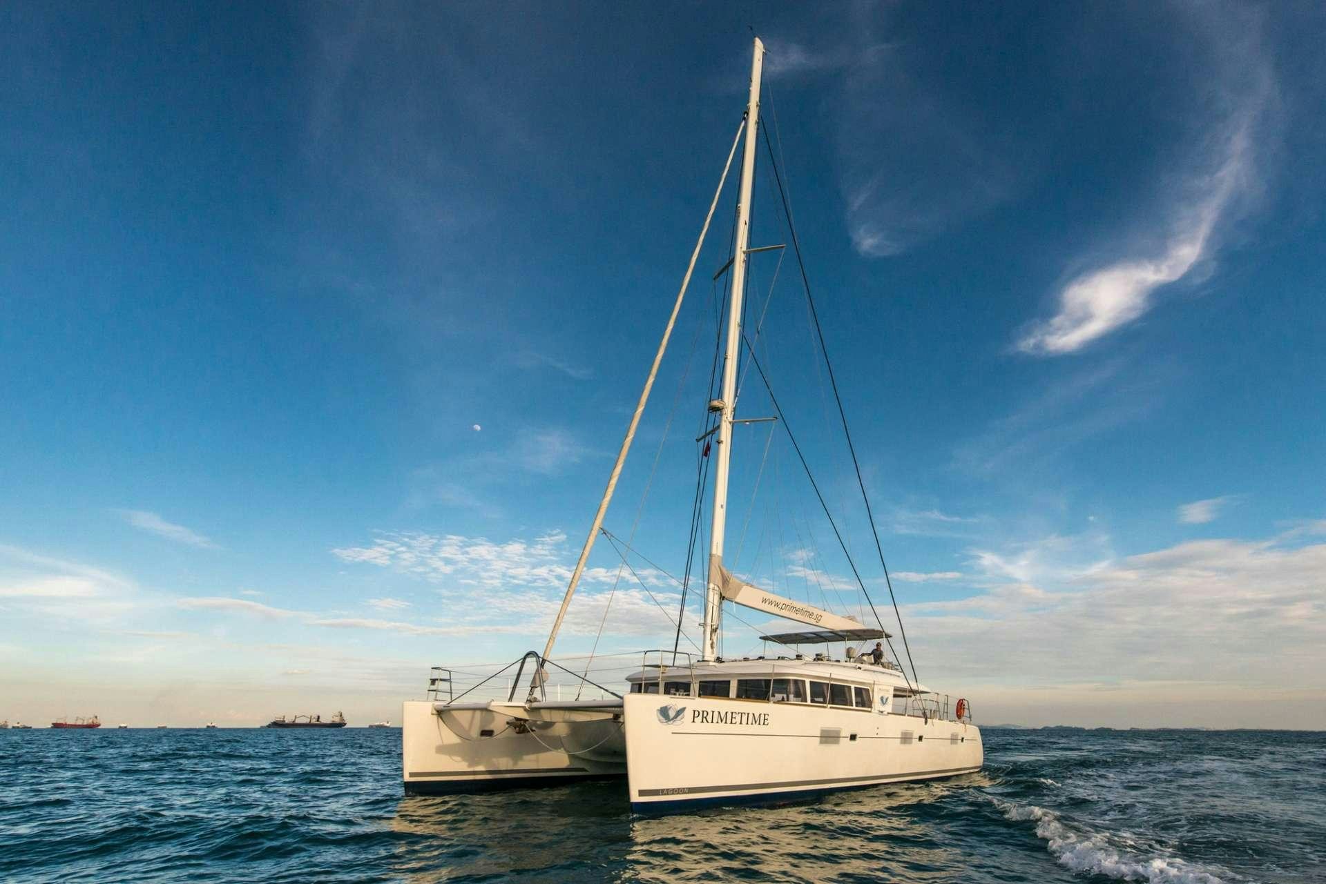a boat on the water aboard PRIMETIME Yacht for Charter