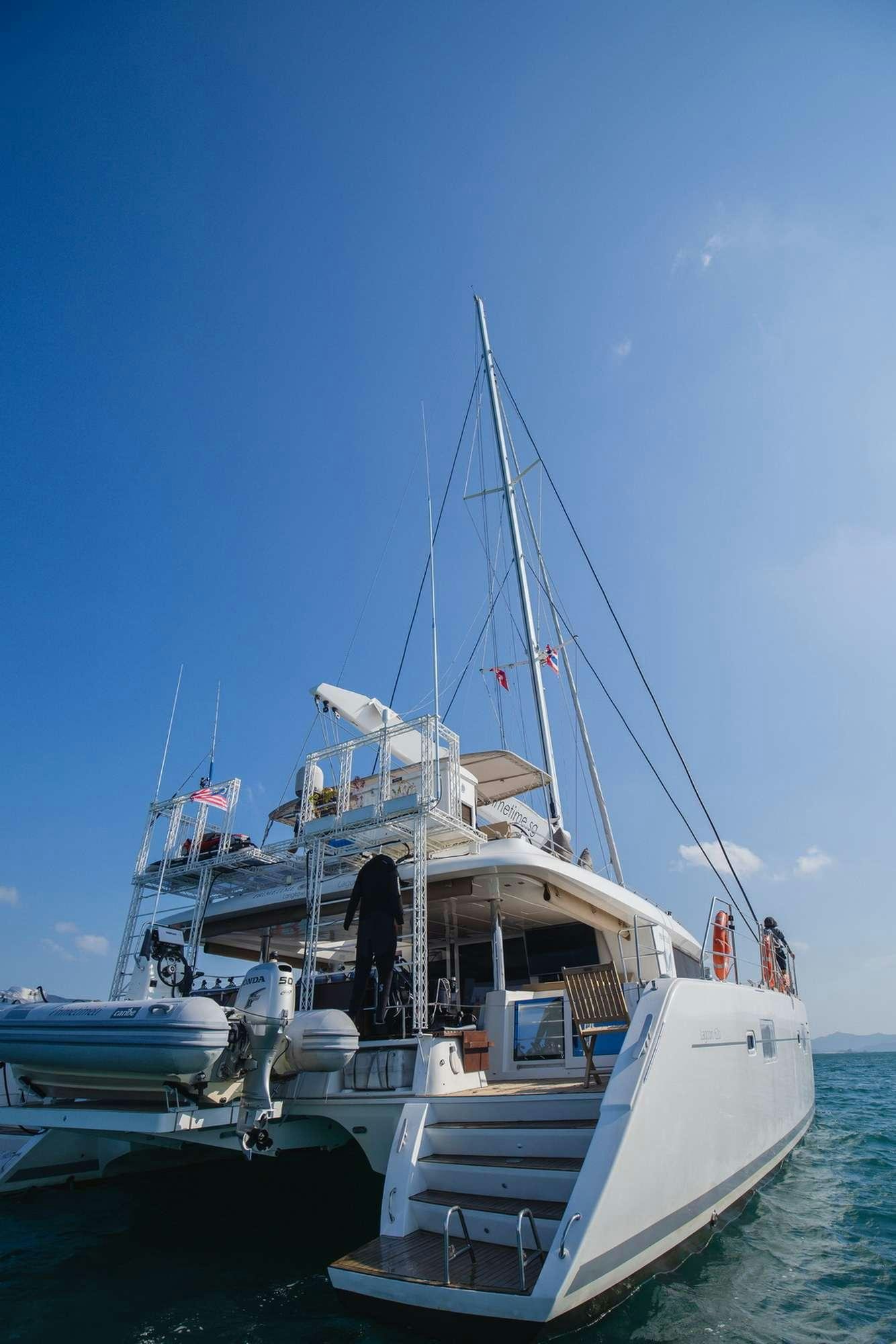a boat in the water aboard PRIMETIME Yacht for Charter