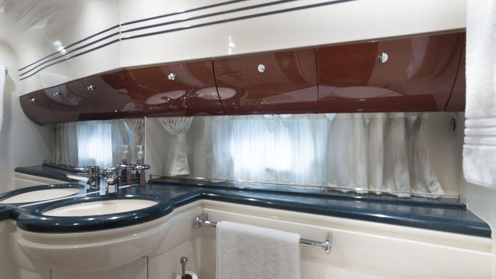 a bathroom with a large bathtub aboard ALL GOOD Yacht for Charter