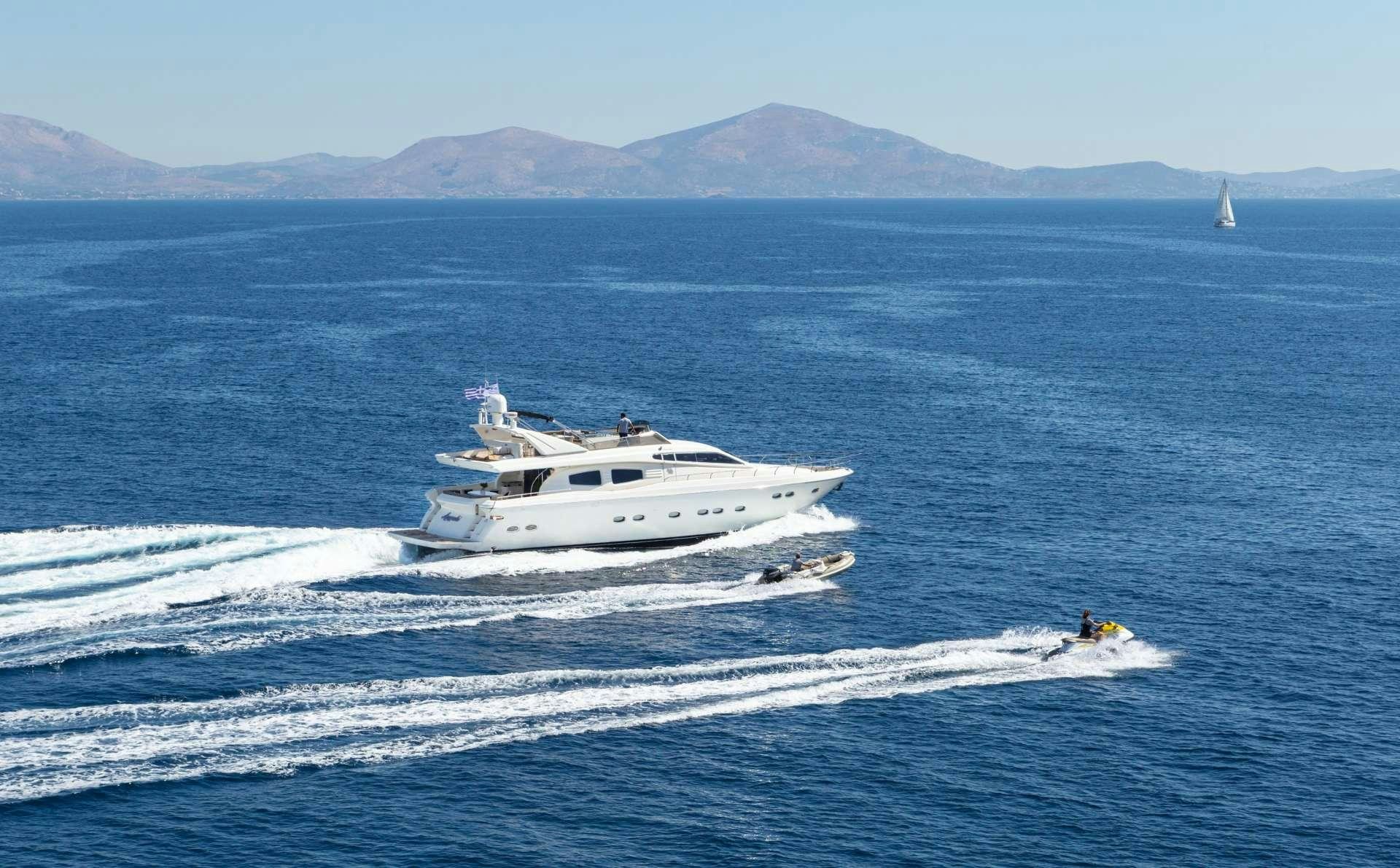 a boat on the water aboard ROCK MOON Yacht for Charter