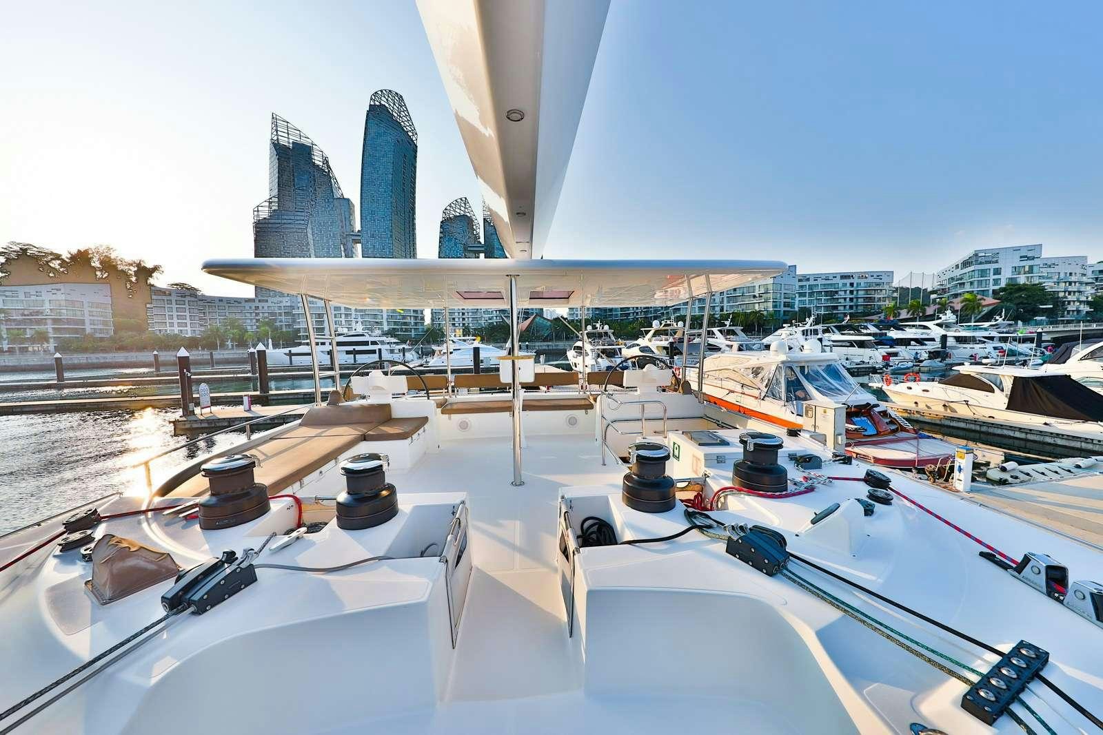 a rooftop view of a city aboard JYOHANA Yacht for Charter