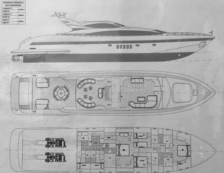 diagram, engineering drawing aboard 7 KNOTS Yacht for Charter