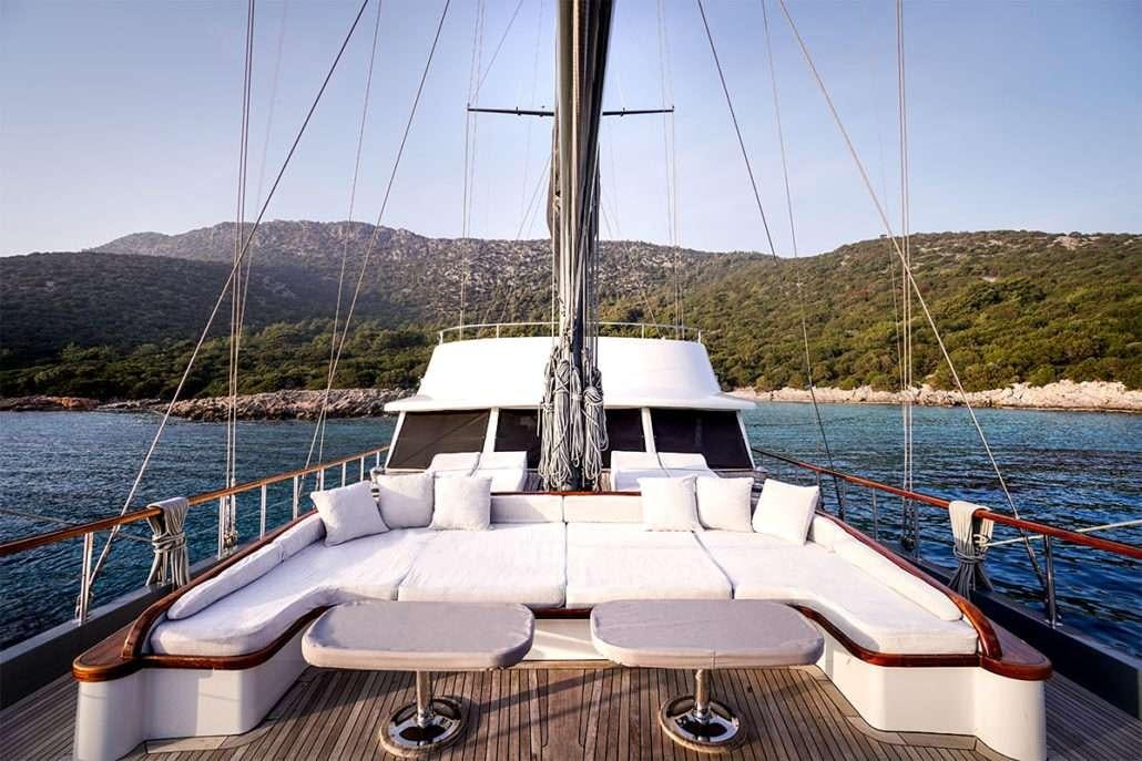 a boat on the water aboard VIRTUOSO Yacht for Charter