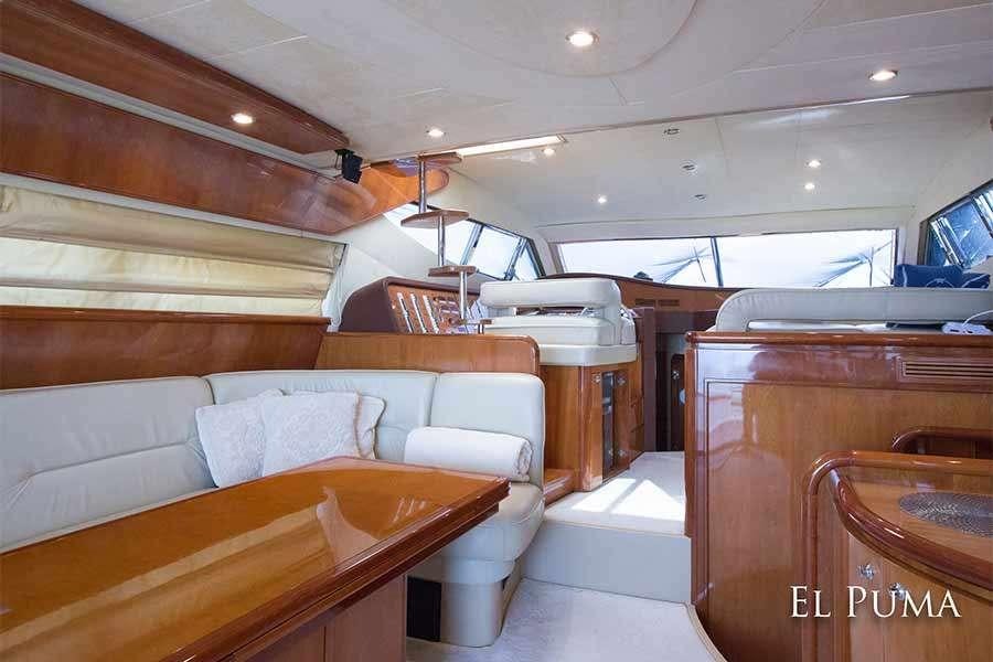 inside of a car aboard EL PUMA Yacht for Charter