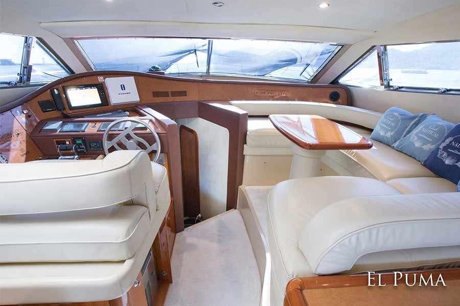 inside of a car aboard EL PUMA Yacht for Charter