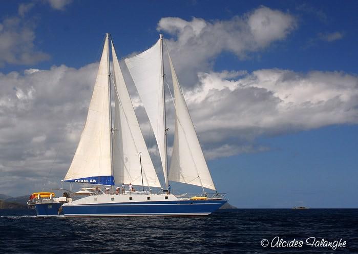 a sailboat on the water aboard CUAN LAW Yacht for Charter