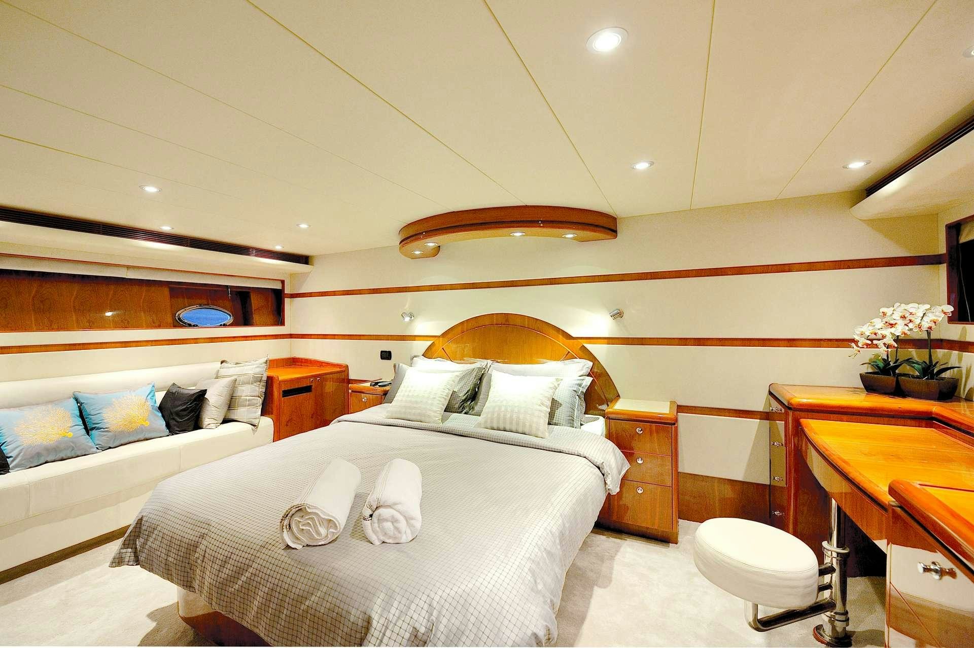 a room with two beds aboard LADY KATHRYN Yacht for Charter