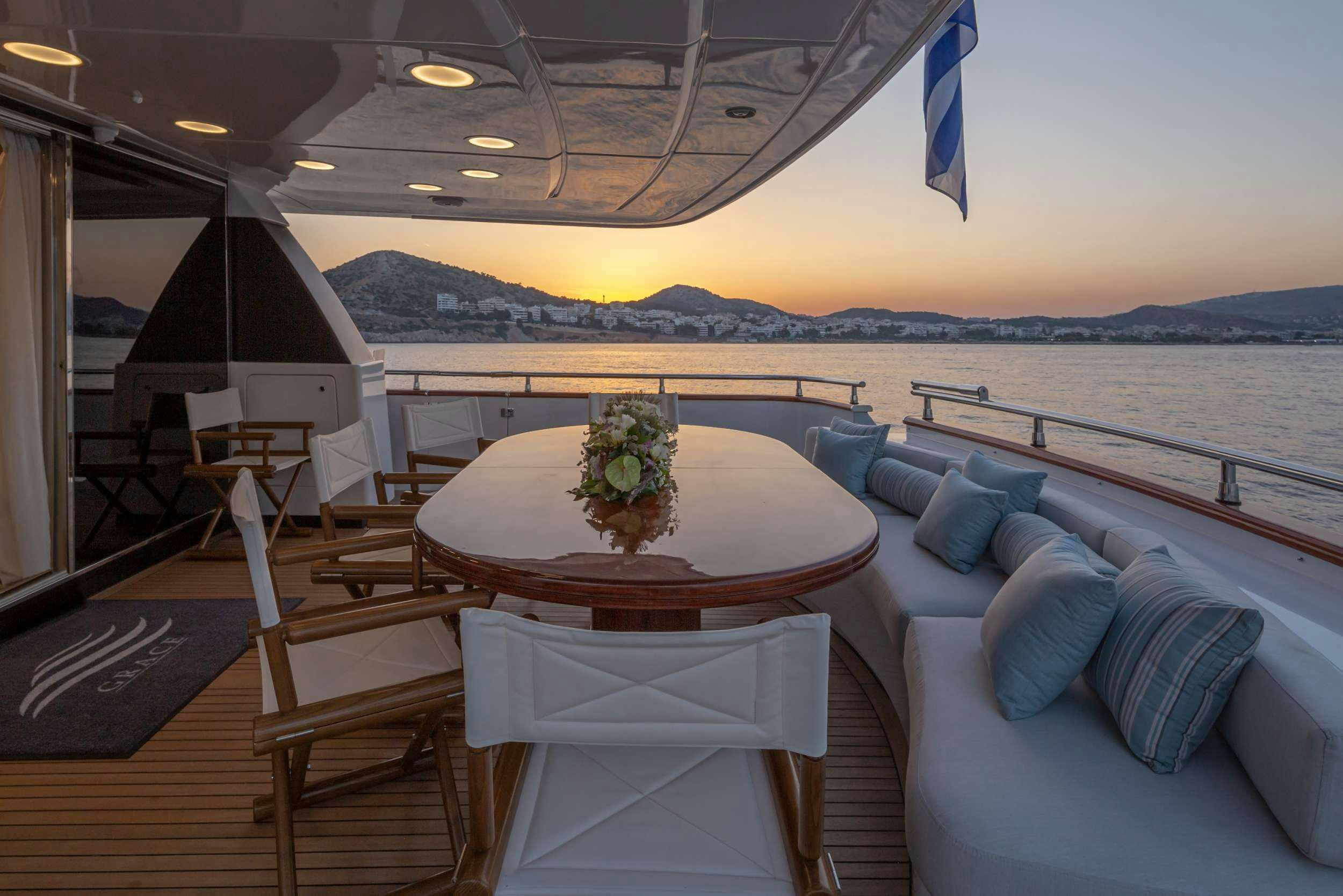 a boat on the water aboard GRACE Yacht for Charter