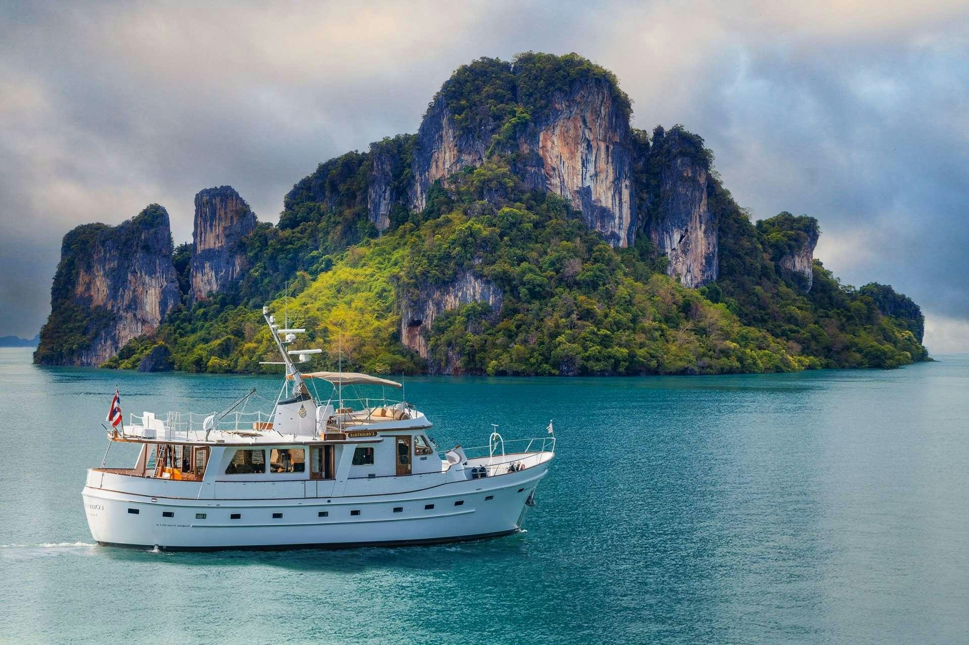 a boat in the water aboard L'ORIENTALE Yacht for Charter