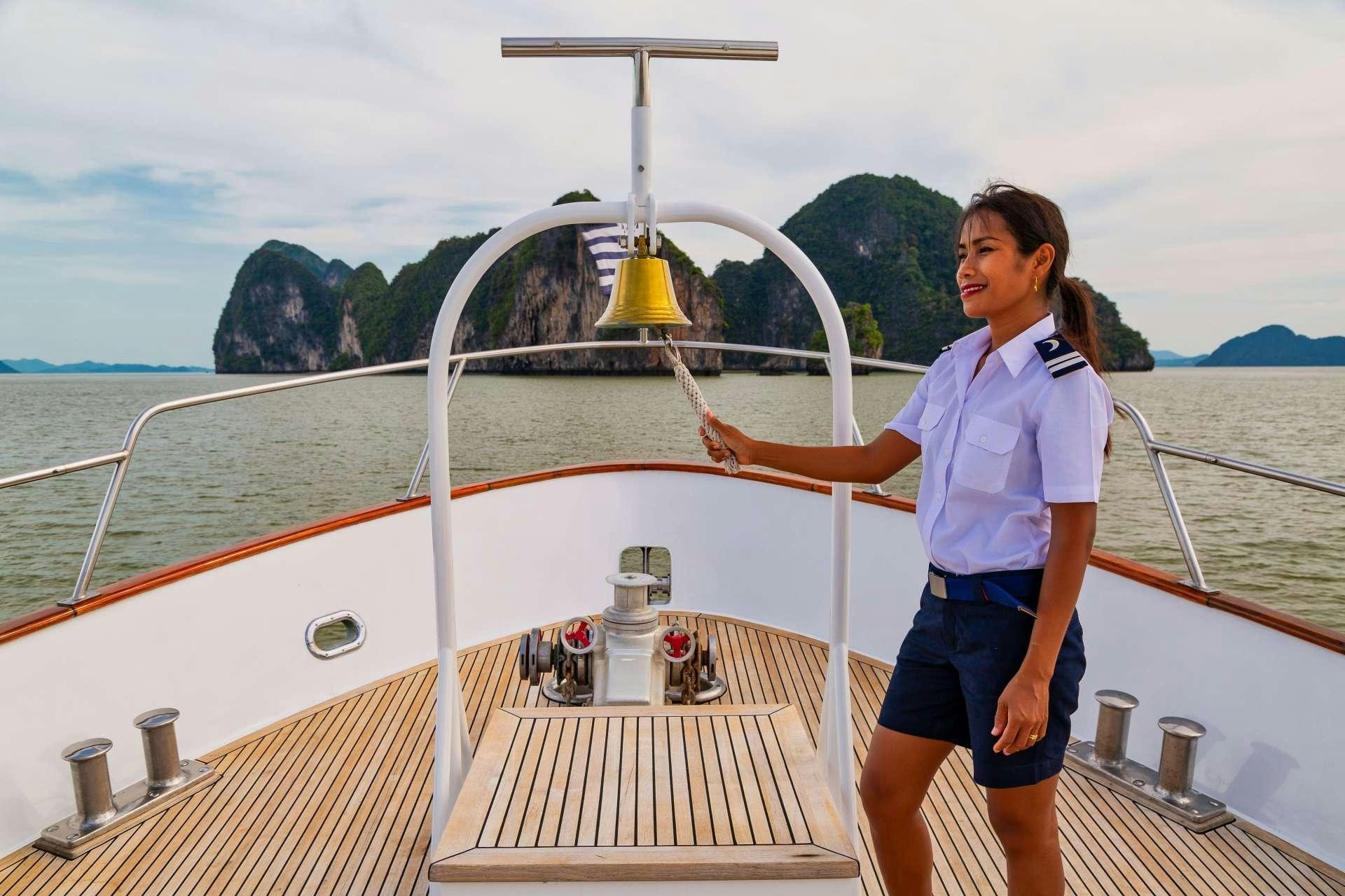 a person on a boat aboard L'ORIENTALE Yacht for Charter