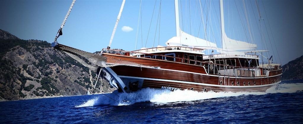 a boat on the water aboard NURTEN A Yacht for Charter