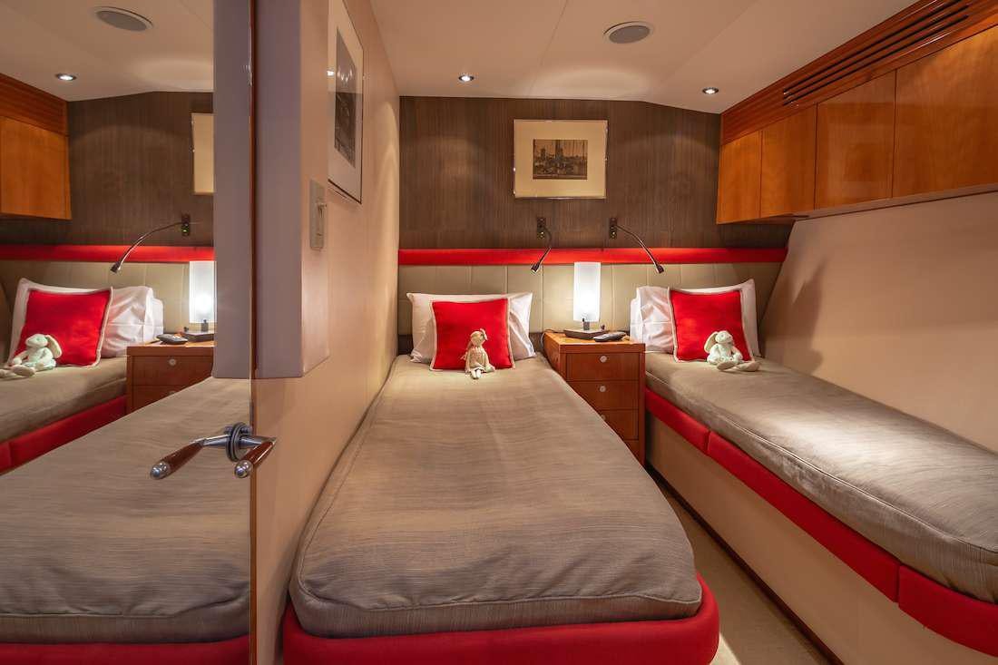 a room with two beds aboard ASTRAPE Yacht for Charter