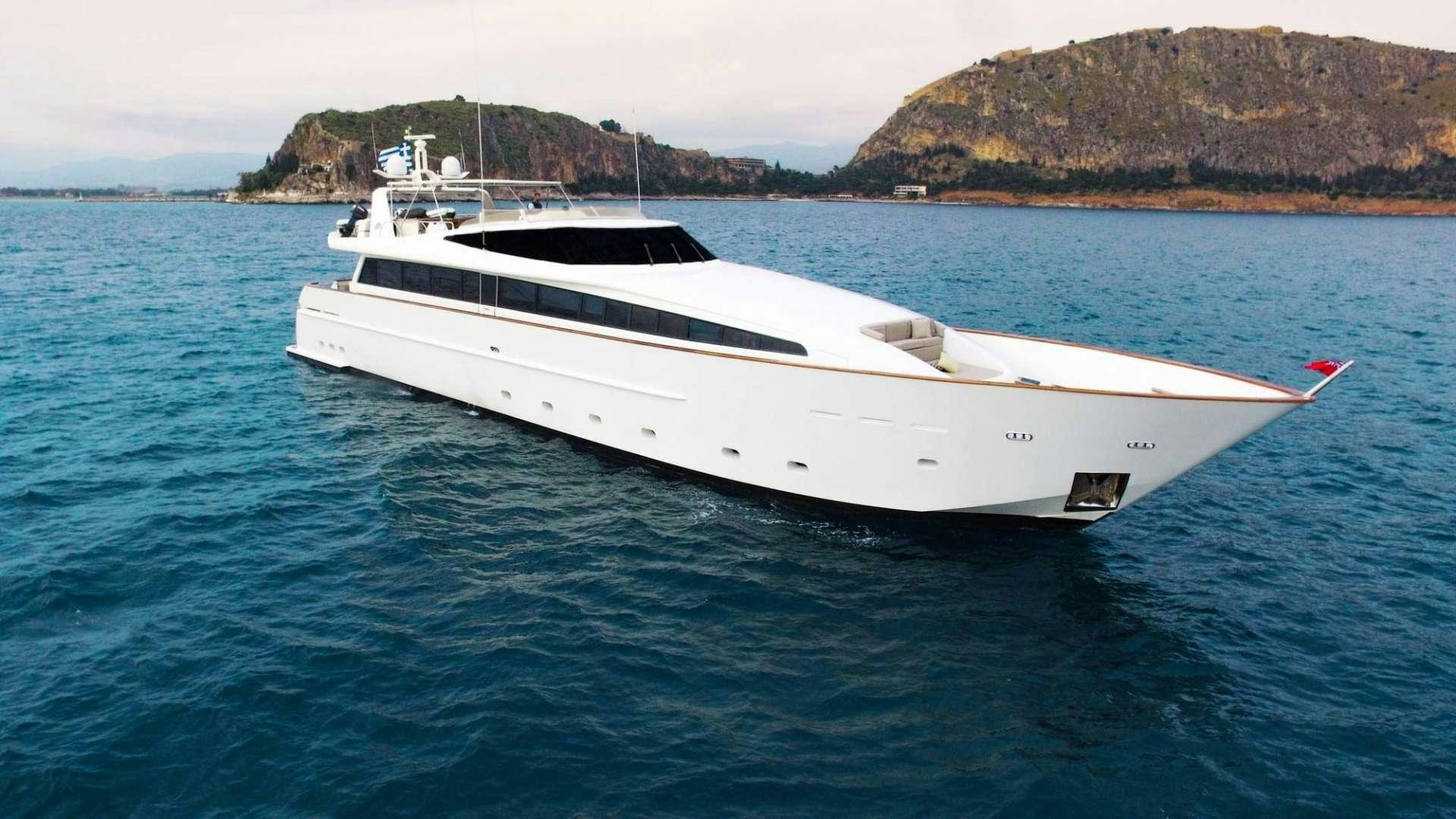 a white yacht in the water aboard AQUILA Yacht for Charter